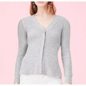 La Vie‎ Rebecca Taylor Sweater Cardigan Size XS Gray Chevron Ribbed  Hourglass
